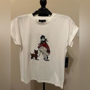 White Graphic Tee - Short Sleeve. Size Small. NWT